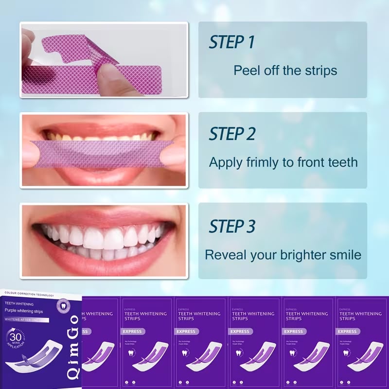 Enamel-Safe Teeth Whitening Strips โ Professional At-Home Smile Brightening Treatment