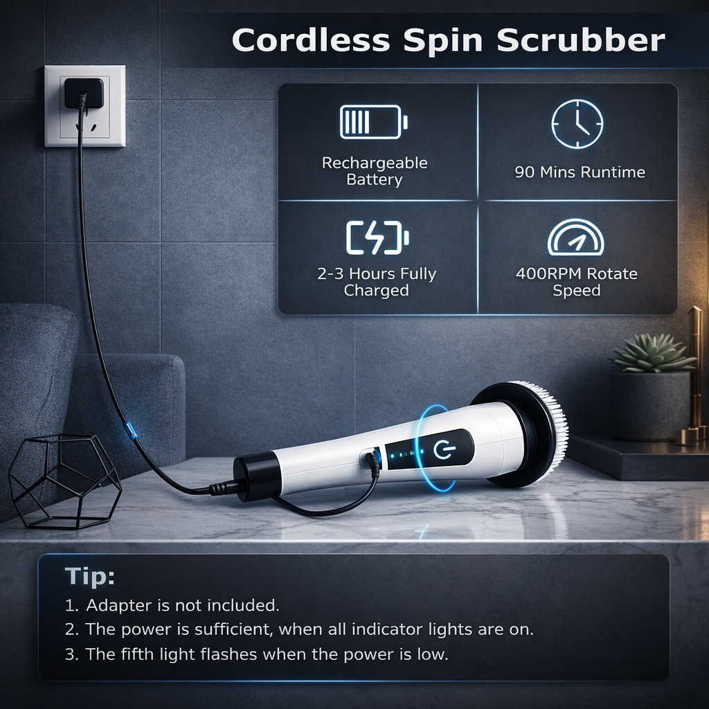 𝐄𝐥𝐞𝐜𝐭𝐫𝐢𝐜 𝐒𝐩𝐢𝐧 𝐒𝐜𝐫𝐮𝐛𝐛𝐞𝐫 – 𝐂𝐨𝐫𝐝𝐥𝐞𝐬𝐬 𝐂𝐥𝐞𝐚𝐧𝐢𝐧𝐠 𝐁𝐫𝐮𝐬𝐡 𝐰𝐢𝐭𝐡 𝟖 𝐑𝐞𝐩𝐥𝐚𝐜𝐞𝐚𝐛𝐥𝐞 𝐇𝐞𝐚𝐝𝐬 & 𝟐 𝐒𝐩𝐞𝐞𝐝 𝐌𝐨𝐝𝐞𝐬
