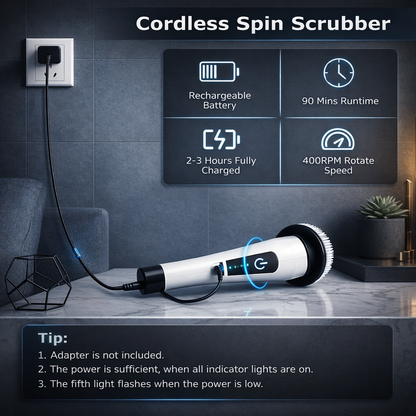 𝐄𝐥𝐞𝐜𝐭𝐫𝐢𝐜 𝐒𝐩𝐢𝐧 𝐒𝐜𝐫𝐮𝐛𝐛𝐞𝐫 – 𝐂𝐨𝐫𝐝𝐥𝐞𝐬𝐬 𝐂𝐥𝐞𝐚𝐧𝐢𝐧𝐠 𝐁𝐫𝐮𝐬𝐡 𝐰𝐢𝐭𝐡 𝟖 𝐑𝐞𝐩𝐥𝐚𝐜𝐞𝐚𝐛𝐥𝐞 𝐇𝐞𝐚𝐝𝐬 & 𝟐 𝐒𝐩𝐞𝐞𝐝 𝐌𝐨𝐝𝐞𝐬