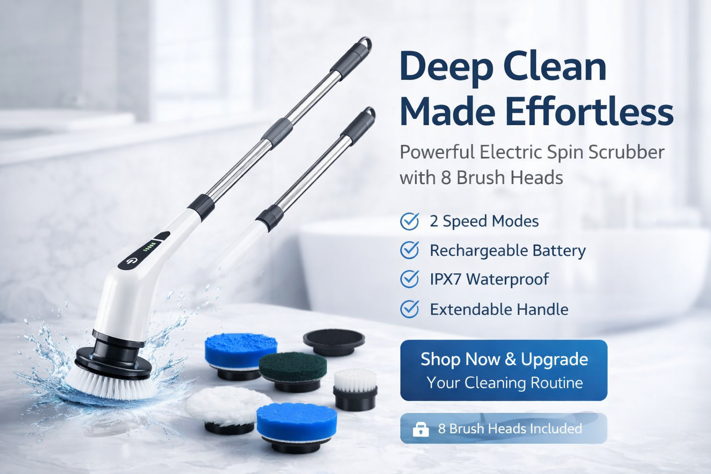 𝐄𝐥𝐞𝐜𝐭𝐫𝐢𝐜 𝐒𝐩𝐢𝐧 𝐒𝐜𝐫𝐮𝐛𝐛𝐞𝐫 – 𝐂𝐨𝐫𝐝𝐥𝐞𝐬𝐬 𝐂𝐥𝐞𝐚𝐧𝐢𝐧𝐠 𝐁𝐫𝐮𝐬𝐡 𝐰𝐢𝐭𝐡 𝟖 𝐑𝐞𝐩𝐥𝐚𝐜𝐞𝐚𝐛𝐥𝐞 𝐇𝐞𝐚𝐝𝐬 & 𝟐 𝐒𝐩𝐞𝐞𝐝 𝐌𝐨𝐝𝐞𝐬