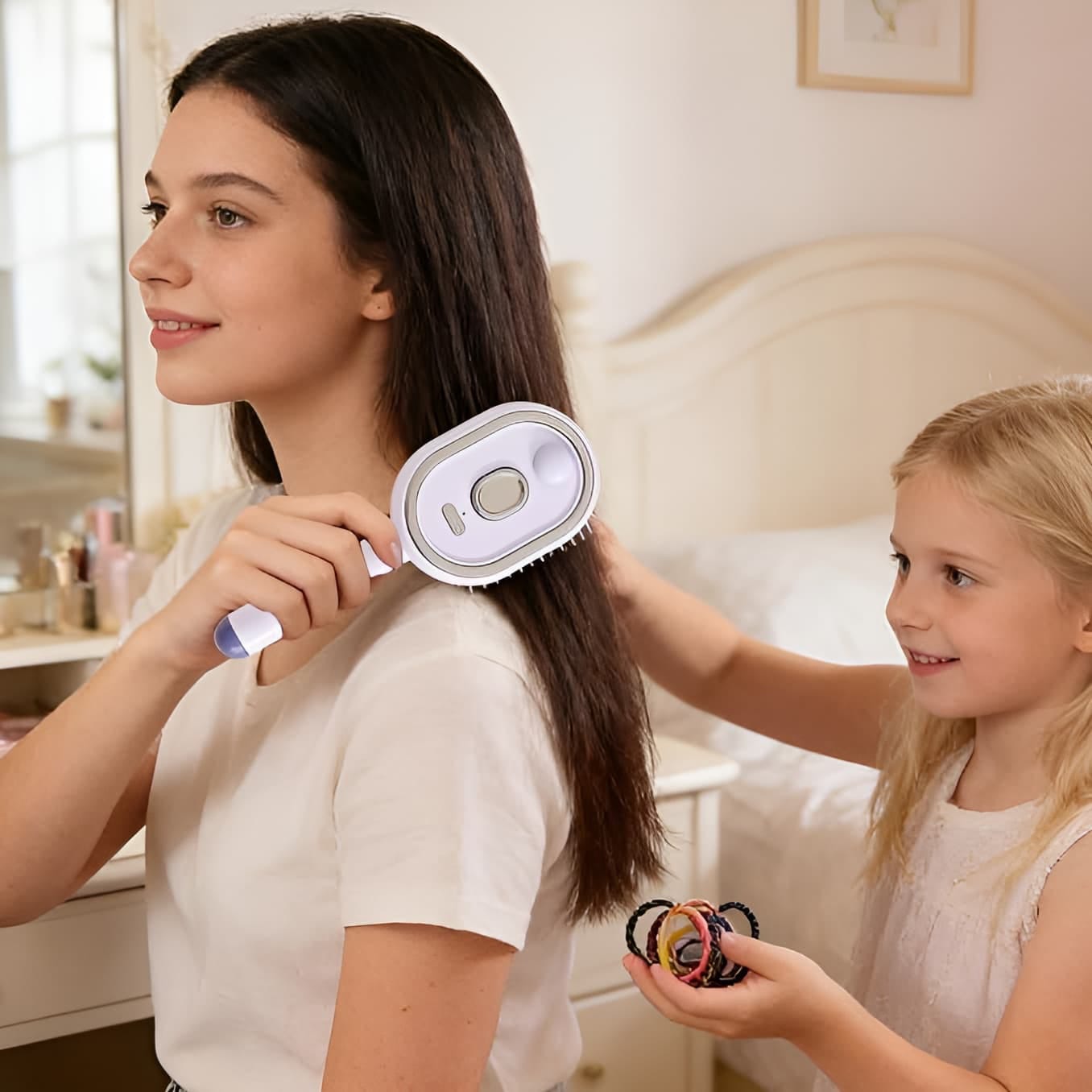 Electric Spray Air Cushion Comb – Retractable Detangling & Mist Styling Brush