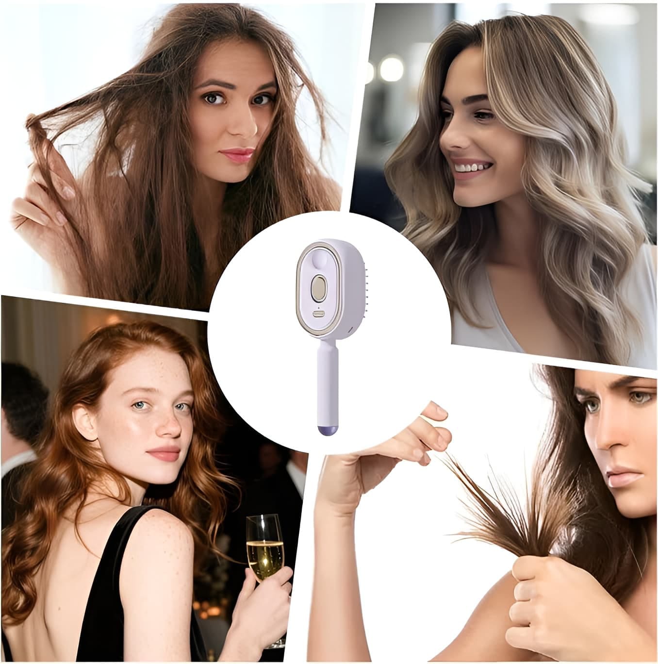 Electric Spray Air Cushion Comb – Retractable Detangling & Mist Styling Brush