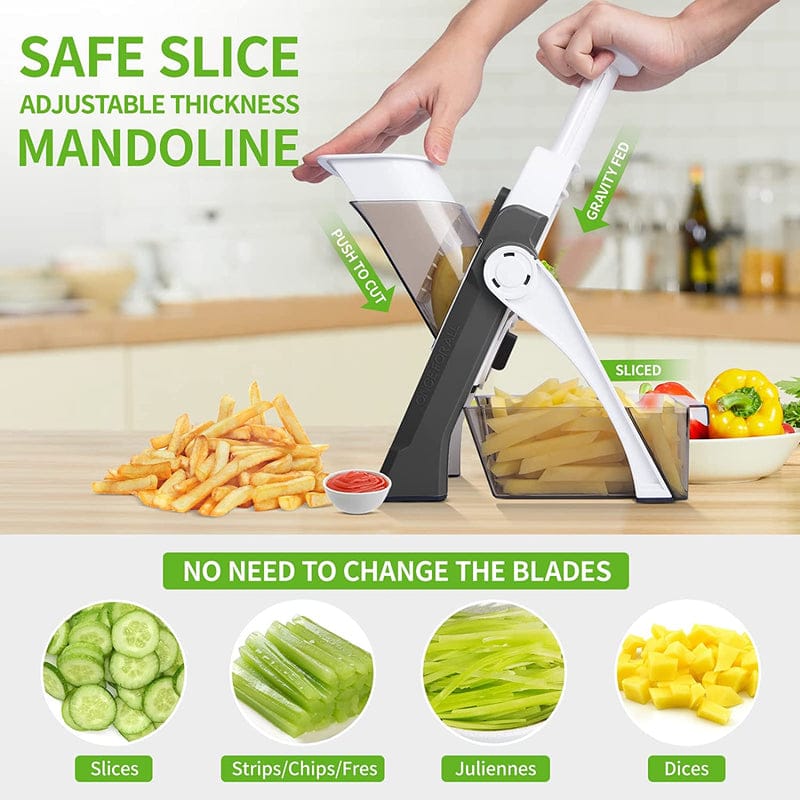 Manual Vegetable Chopper & Slicer – Multifunctional Food Cutter with Interchangeable Blades
