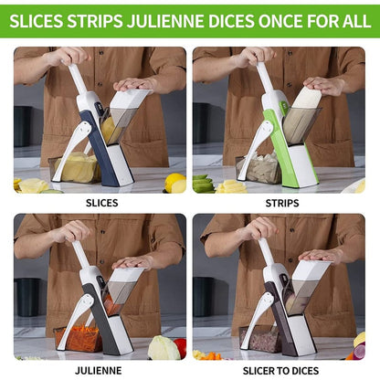 Manual Vegetable Chopper & Slicer – Multifunctional Food Cutter with Interchangeable Blades
