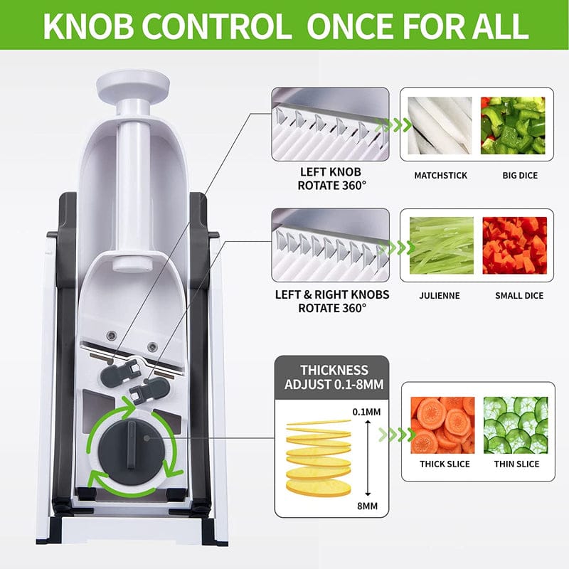 Manual Vegetable Chopper & Slicer – Multifunctional Food Cutter with Interchangeable Blades