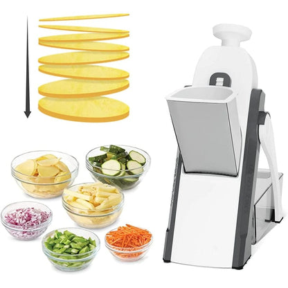 Manual Vegetable Chopper & Slicer – Multifunctional Food Cutter with Interchangeable Blades