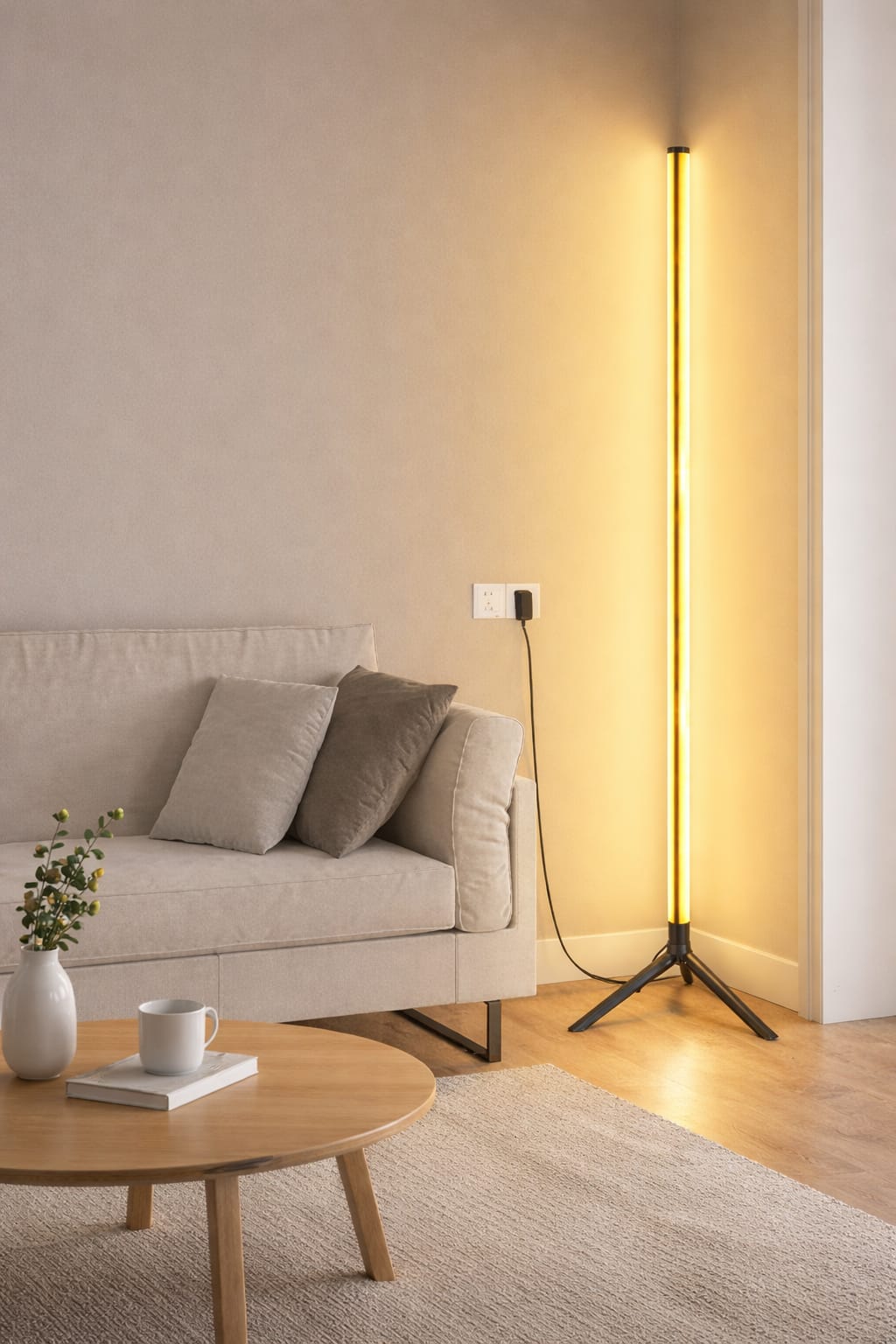 RGB LED Floor Lamp – Space-Saving Modern Smart Ambient Corner Light