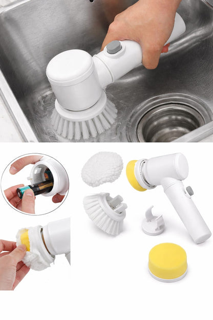 5-in-1 Electric Cleaning Brush – Handheld Power Scrubber for Kitchen & Bathroom