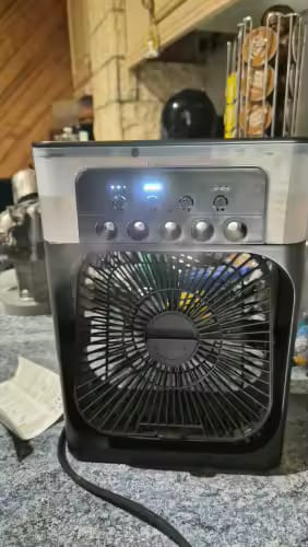3-in-1 Portable Cooling Fan &amp; Humidifier with LED Night Light