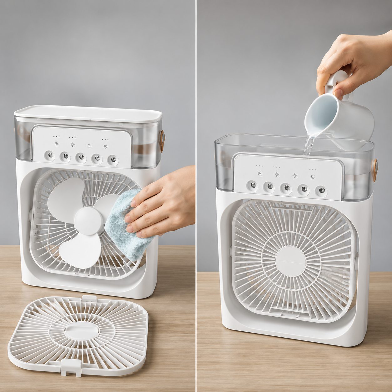 3-in-1 Portable Cooling Fan &amp; Humidifier with LED Night Light