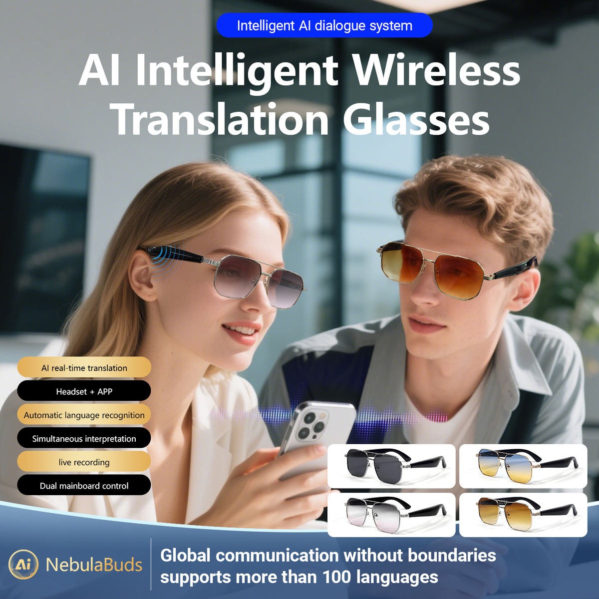 𝐀𝐈 𝐒𝐦𝐚𝐫𝐭 𝐑𝐞𝐚𝐥-𝐓𝐢𝐦𝐞 𝐓𝐫𝐚𝐧𝐬𝐥𝐚𝐭𝐢𝐨𝐧 𝐆𝐥𝐚𝐬𝐬𝐞𝐬 – 𝐖𝐢𝐫𝐞𝐥𝐞𝐬𝐬 𝐌𝐮𝐥𝐭𝐢-𝐋𝐚𝐧𝐠𝐮𝐚𝐠𝐞 𝐒𝐦𝐚𝐫𝐭 𝐖𝐞𝐚𝐫𝐚𝐛𝐥𝐞