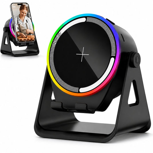 4-in-1 Wireless Induction Speaker with RGB Lights &amp; Phone Stand