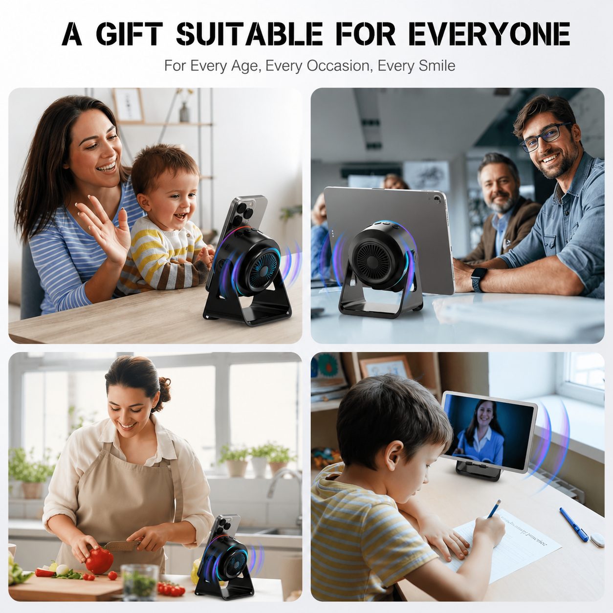 4-in-1 Wireless Induction Speaker with RGB Lights &amp; Phone Stand